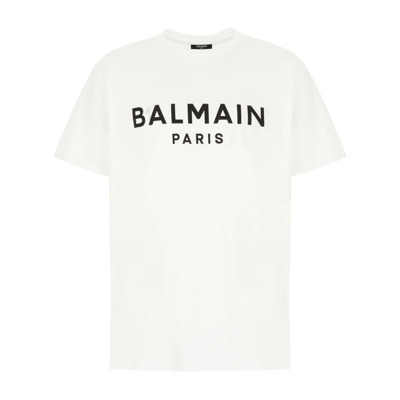 Casual Katoenen T-Shirt Balmain , White , Heren