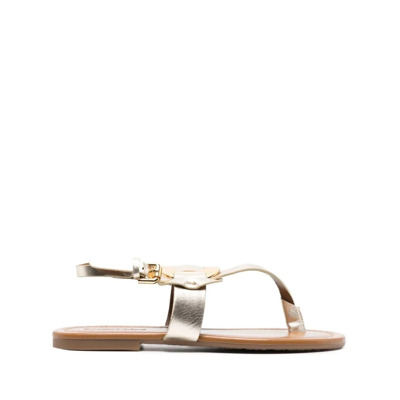 Chany Metallic Sandalen met Gegraveerd Logo See by Chloé , Yellow , Dames