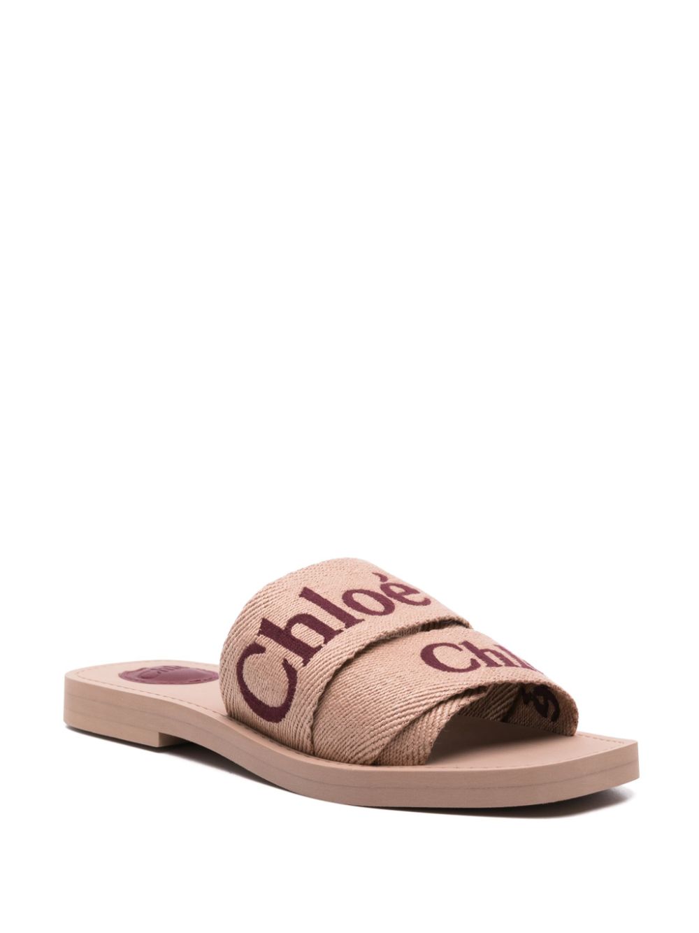 Chloé Woody slippers met geborduurd logo - Beige