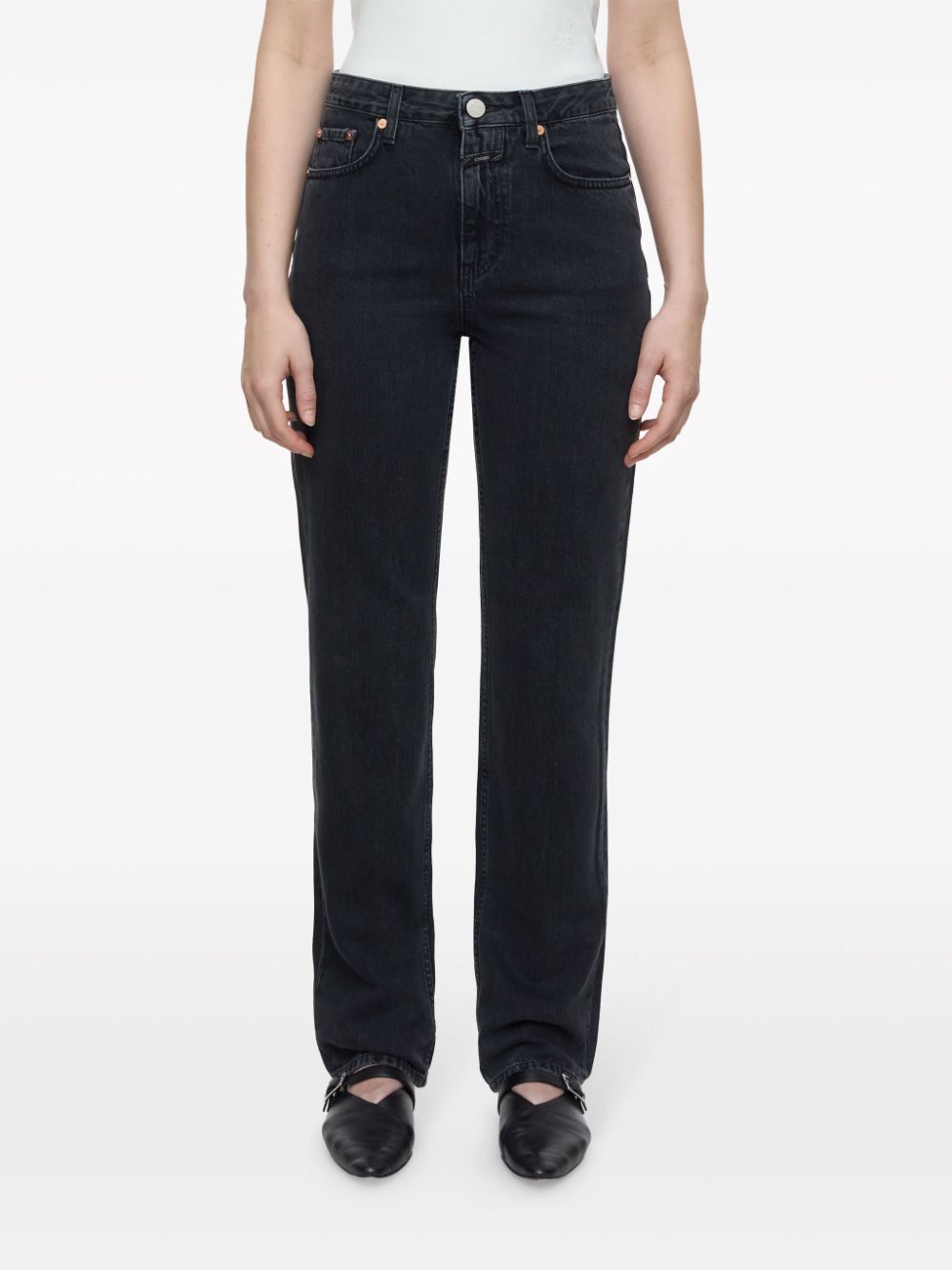 Closed Roan straight high waist jeans - Zwart