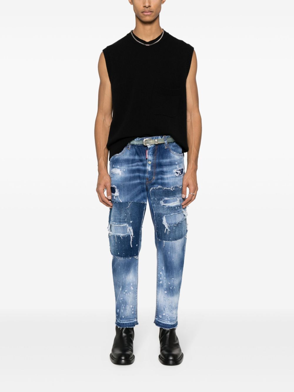 DSQUARED2 Jeans met patchwork - Blauw