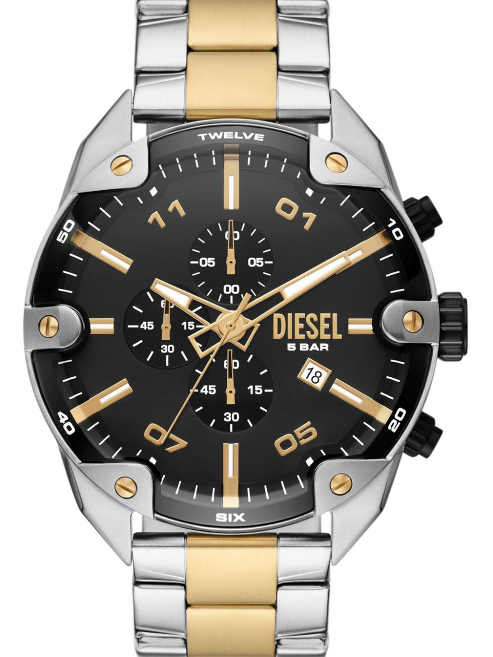 Diesel DZ4627 Spiked 49 mm horloge - Zwart