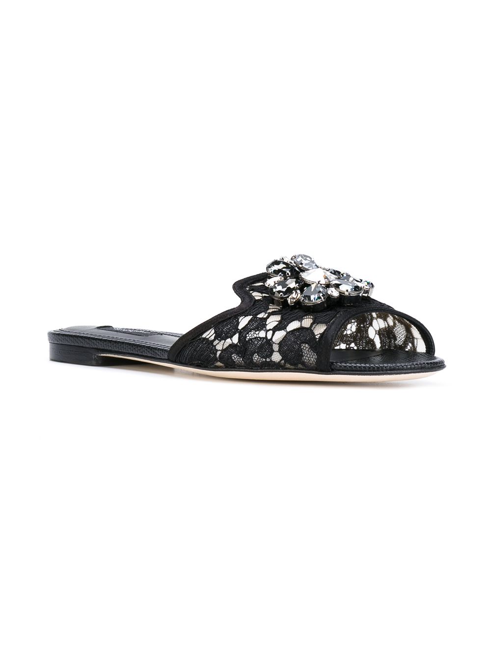 Dolce & Gabbana Bianca embellished flat sandals - Zwart