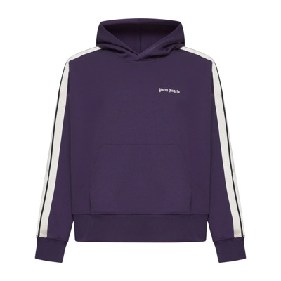 Donkerpaarse Track Hoodie met Off-White Strepen Palm Angels , Purple , Heren