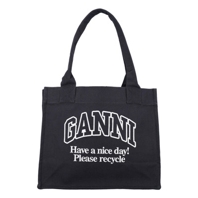 Elegant Canvas Tote Bag Phantom Ganni , Gray , Dames