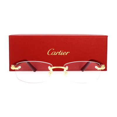 Elegante Rechthoekige Bril Cartier , Yellow , Unisex