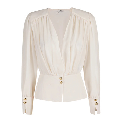 Elegante Witte Blouse voor Vrouwen Elisabetta Franchi , Beige , Dames