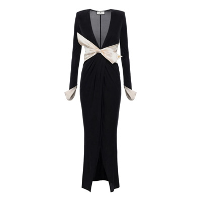 Elegante jurken met gewatteerde schouders Elisabetta Franchi , Black , Dames