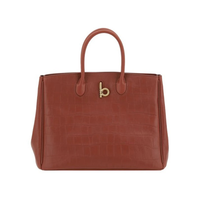 Elegante leren tote tas met krokoeffect Burberry , Brown , Dames