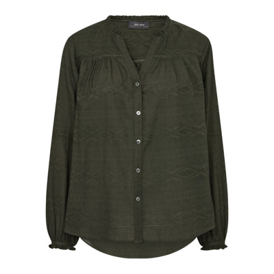 Feminine Katoenen Shirt met Pofmouwen MOS Mosh , Green , Dames