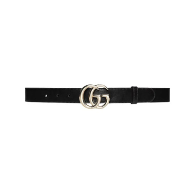 Fijne GG Marmont Riem Gucci , Black , Dames