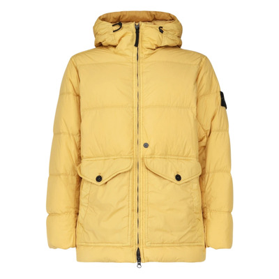 Gele Gewatteerde Jas Lichtgewicht Nylon Stone Island , Yellow , Heren