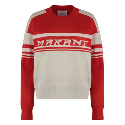 Geribbelde crew-neck sweater in katoenmix Isabel Marant Étoile , Red , Dames