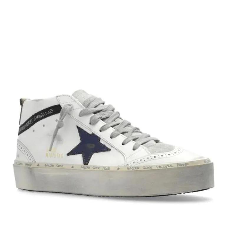 Golden Goose Low-Top Sneakers - Mid Star High-Top Leather Sneakers in wit