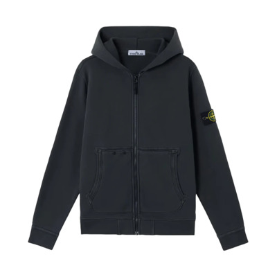 Grijze volledige ritssluiting hoodie diagonale structuur Stone Island , Gray , Heren