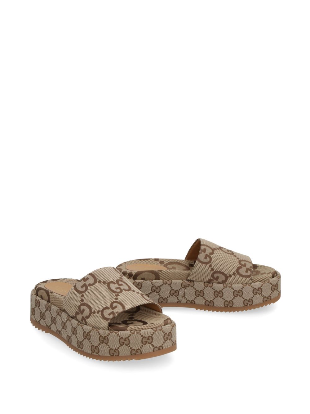 Gucci GG canvas slippers met plateauzool - Beige