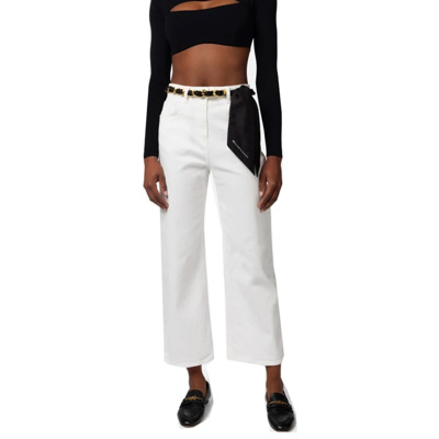 Hoge taille cropped katoenen jeans Elisabetta Franchi , White , Dames