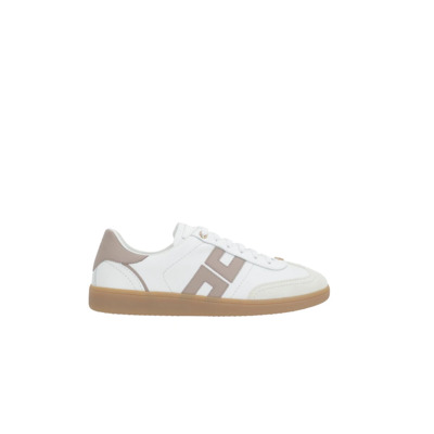 Ivoor Greige Kalfsleren Sneakers Gemaakt in Italië Elisabetta Franchi , Beige , Dames