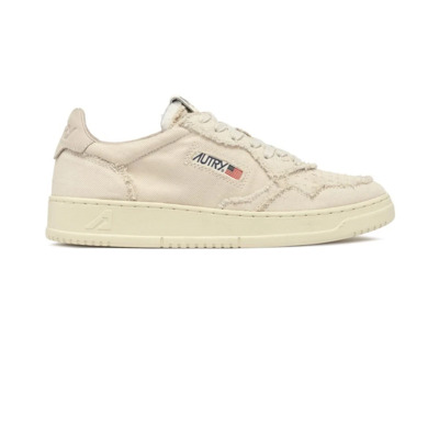 Ivoor Katoenen Sneakers met Handgemaakte Gewassen Afwerking Autry , Beige , Dames