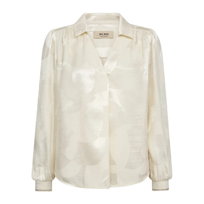 Jacquard Blouse met Pofmouwen MOS Mosh , Beige , Dames