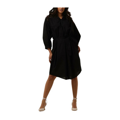 Katoen Voile Midi Jurk Zwart Summum Woman , Black , Dames