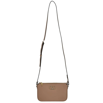 Leren Logo Tas Valentino Garavani , Brown , Dames