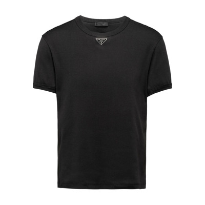 Logo Print T-shirt Prada , Black , Heren