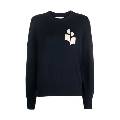 Midnight Blue Logo Crew Neck Sweater Isabel Marant Étoile , Blue , Dames