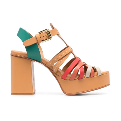 Multicolor Leren Sandalen met Gevlochten Bandjes See by Chloé , Brown , Dames