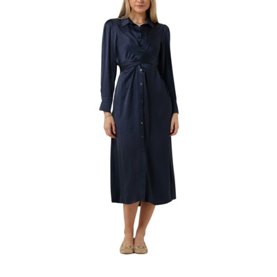 Navy Maxi Dress Silky Touch Summum Woman , Blue , Dames