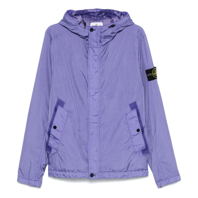 Paarse Nylon Hoodie Jas Stone Island , Purple , Heren