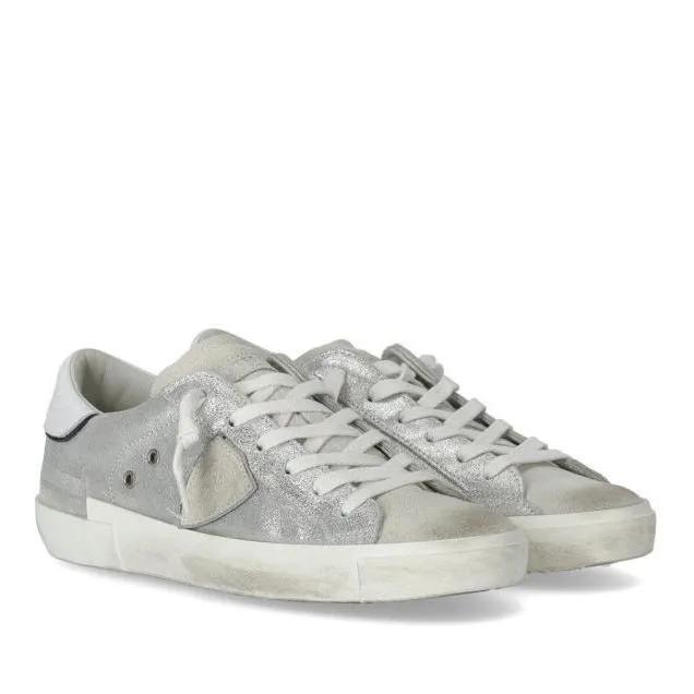 Philippe Model Low-Top Sneakers - Prsx Low Metal Silver Sneaker in wit