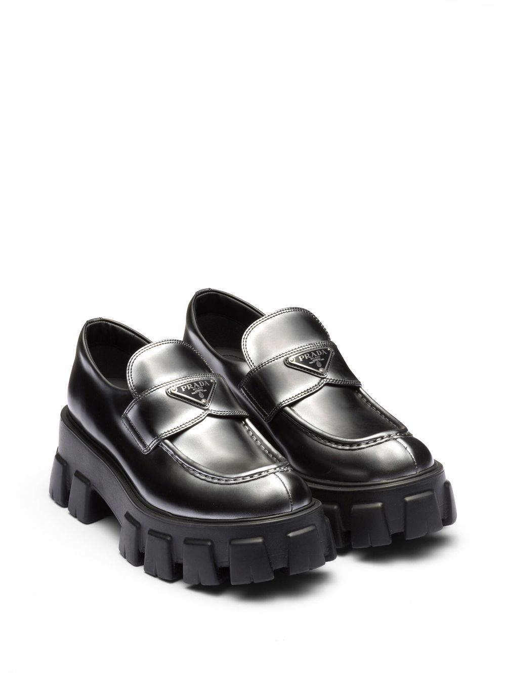 Prada Moonlith leren loafers met ombré-effect - Zwart