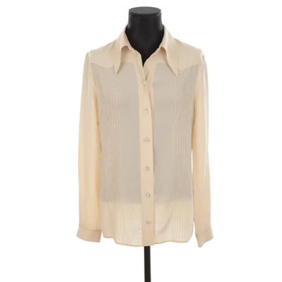 Pre-owned Silk tops Gucci Vintage , Beige , Dames