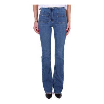 Rechte Pijp Denim Stretch Jeans Blauw Elisabetta Franchi , Blue , Dames