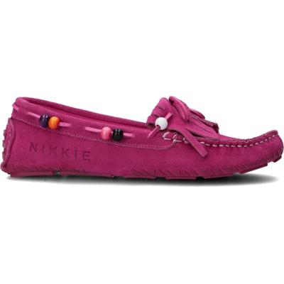 Roze Suède Mocassin met Kralendetail Nikkie , Pink , Dames