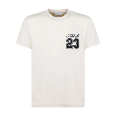 Skate Beige Katoenen T-shirt Logo Off White , Beige , Heren