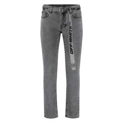 Skinny Jeans met Logo Print Off White , Gray , Heren