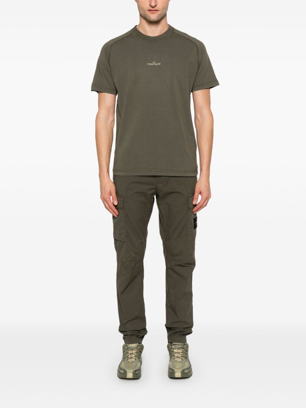 Stone Island Broek met Compass-logopatch - Groen