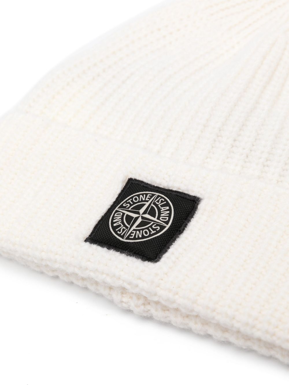 Stone Island Gebreide muts met Compass-logopatch - Wit