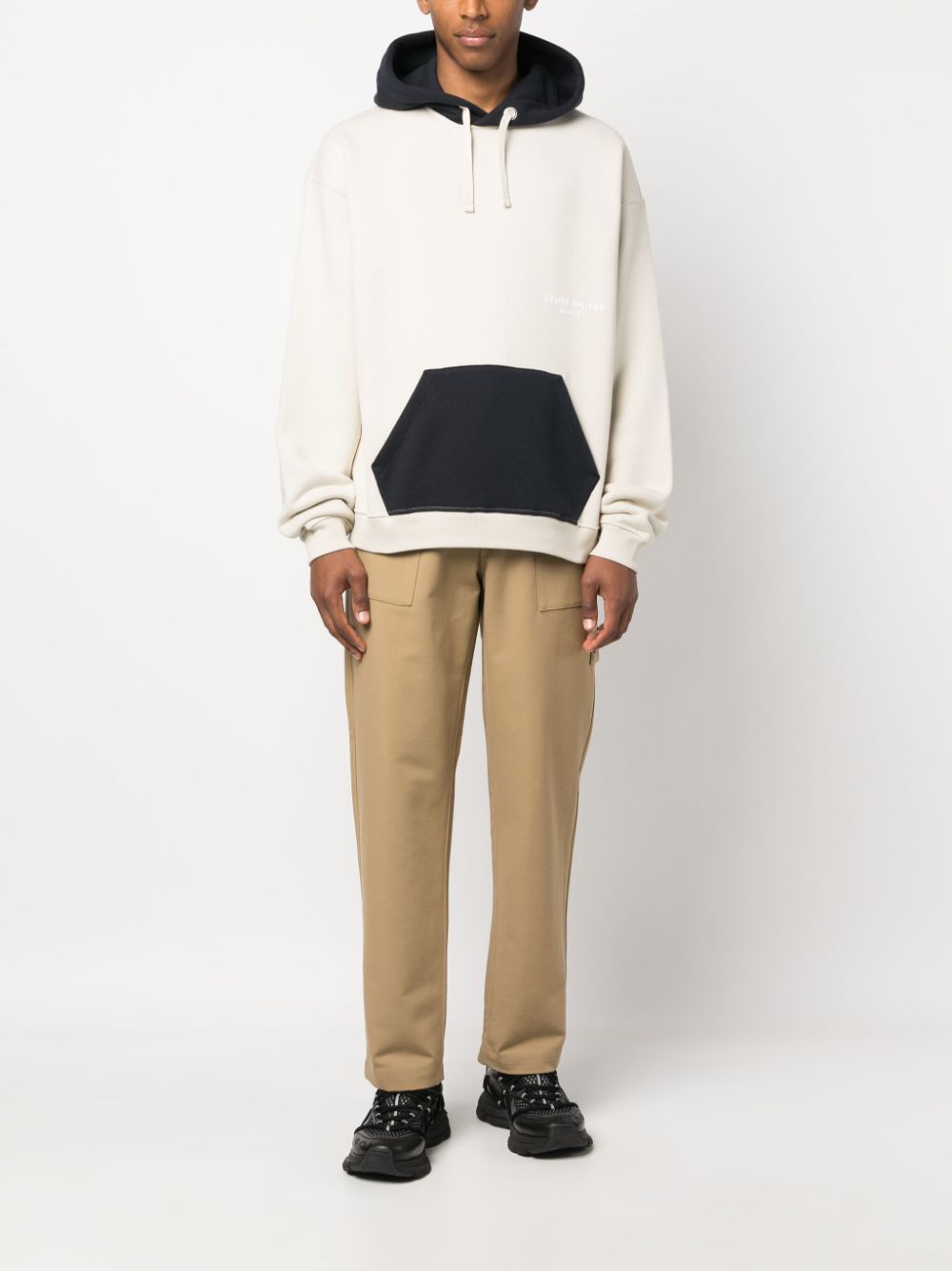 Stone Island Hoodie met colourblocking - Beige