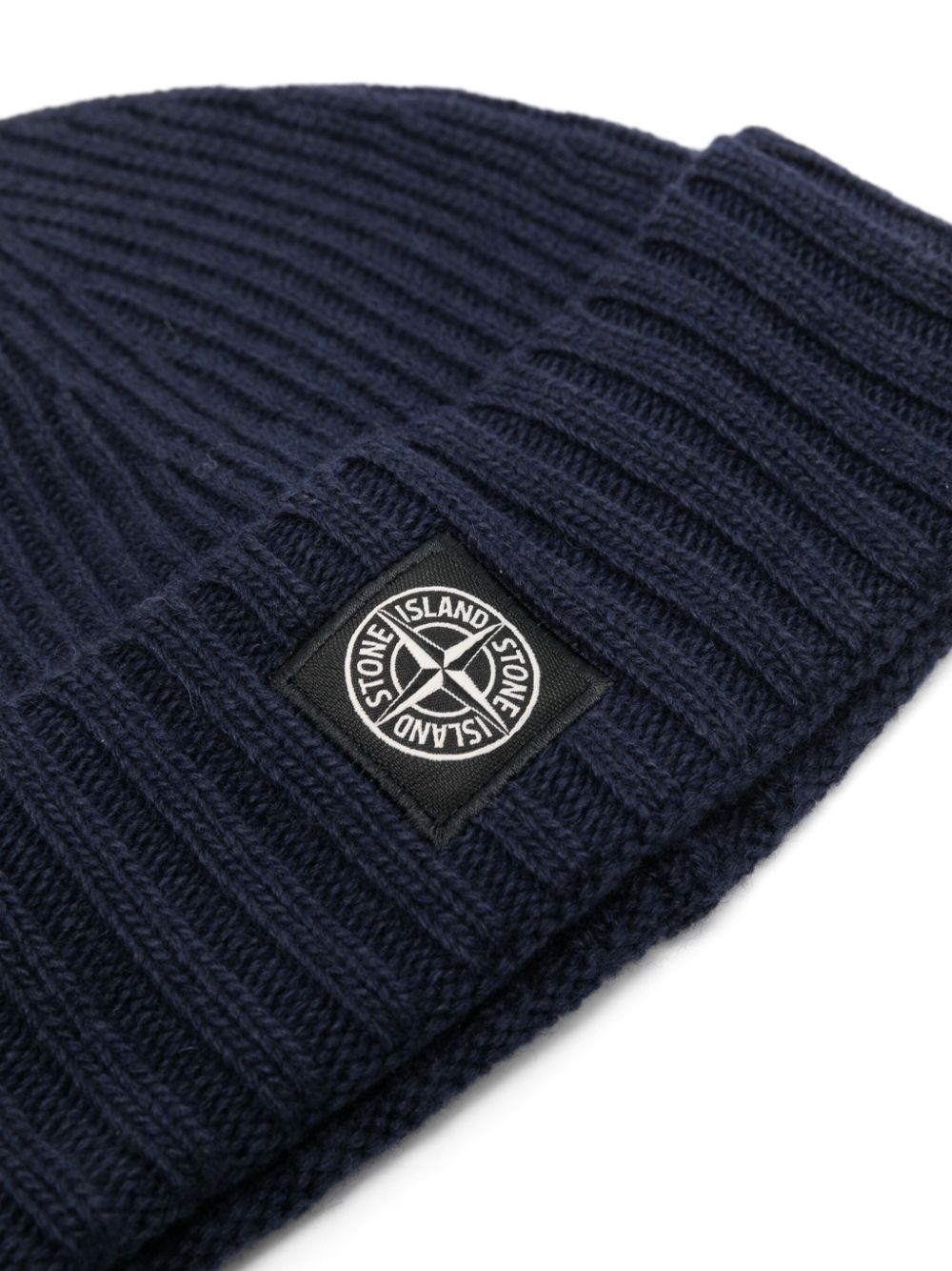 Stone Island Junior Geribbelde muts met Compass-logopatch - Blauw