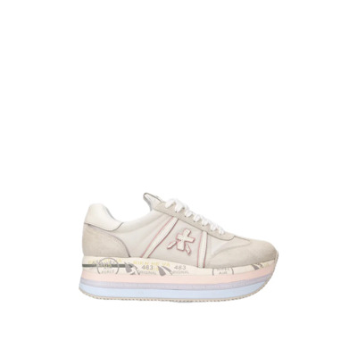 Suede en stof platform sneakers Premiata , Beige , Dames