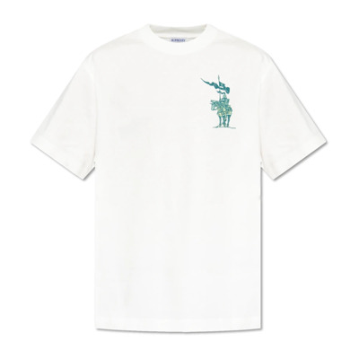 T-shirt met bedrukt logo Burberry , White , Heren