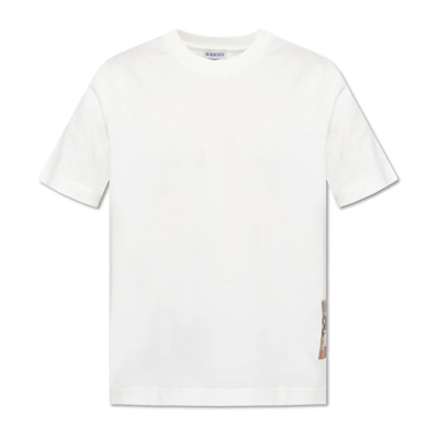 T-shirt met logopatch Burberry , White , Heren