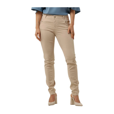 Trendy Skinny Jeans met Gouden Accenten MOS Mosh , Beige , Dames