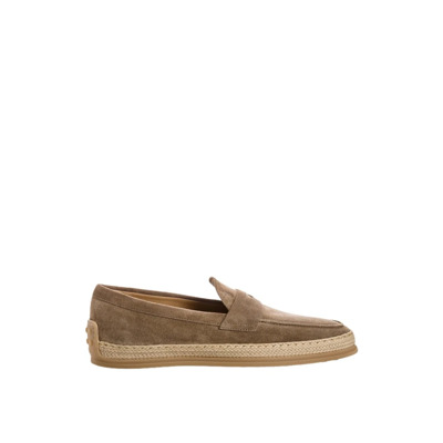 Velvet Loafers met Rafia Zool Tod's , Beige , Heren