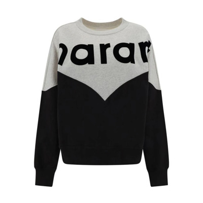 Velvet Monogram Sweater met Geribbelde Details Isabel Marant Étoile , Gray , Dames