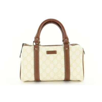 Vintage Leren Gucci Tas Gucci Vintage , Beige , Dames