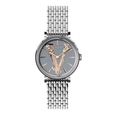 Virtus Barocca Roestvrijstalen Horloge Versace , Gray , Dames